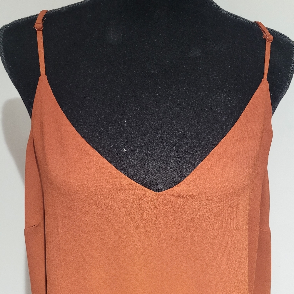 Addition Elle Women's Flowy Double Layer Adjustable Strap Cami 1X Rust Brown NEW - Picture 4 of 11
